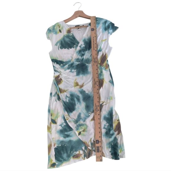 Tommy Bahama Blue Green and Yellow High Low Faux Wrap Dress Size M - Picture 9 of 11